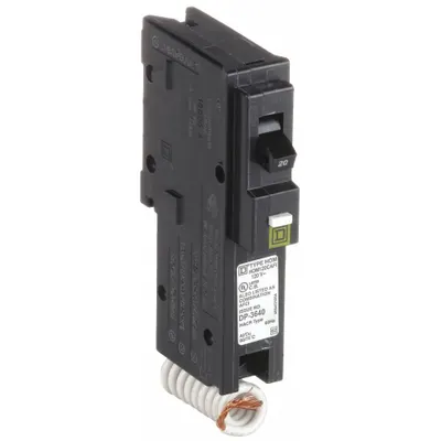 SQUARE D Miniature Circuit Breaker: 20 A, 120V AC, Single Phase, 10kA at 120V AC - HOM Series, Plug-In Square D Miniature Circuit Breakers