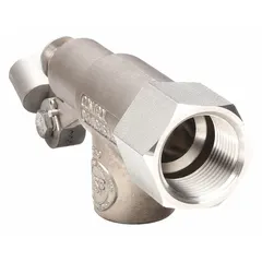This float valve body is designed for automatic water level control in tanks and reservoirs. It features an angle body style for horizontal piping, with 1" FNPT inlet and outlet connections. The adjustable arm accommodates various float rods (3/8"-16 thread). Flow rate is 58 gpm at 85 psi. Float and rod are not included.