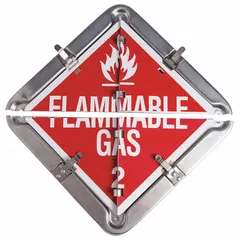 This placard measures 13 5/8 inches by 13 5/8 inches and displays Various DOT Classes. It is used for identifying containers that hold hazardous materials, meeting regulatory requirements for shipping, storage, and handling of dangerous goods.