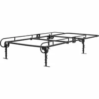 This adjustable steel ladder rack is designed for mounting on truck beds to transport ladders, pipes, and long materials. With a width of 66 inches, height of 27.9 inches, and length of 15-1/2 inches, it features a black finish and a maximum load capacity of 1,000 lb