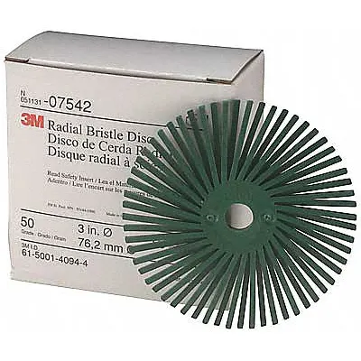 SCOTCH-BRITE Radial Bristle Disc: Type A, 3 in Dia, Ceramic, 50 Grit, 40 PK - Deburring & Cleaning Radial Bristle Discs for All Metals