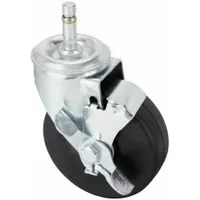 APPROVED VENDOR Stem Caster: Swivel, Side Brake, 4 in Wheel Dia., 1 1/4 in Wheel Wd, Rubber, Rubber (MPN P12S-R040D-SG1-WB)