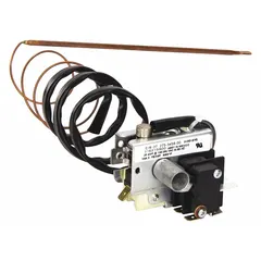 Electric thermostat for cooking applications. Regulates oven temperature for consistent heat control. Suitable for use in commercial and industrial foodservice equipment.