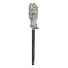 This LINCOLN standard dispensing piston drum pump is constructed with a steel suction tube and designed for transferring lubricants and industrial fluids from drums. It delivers a maximum flow rate of 12.6 gpm and handles fluid temperatures up to 120°F. Suitable for use in automotive service, manufacturing, and equipment maintenance applications.