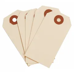 Manila cardstock shipping tag with 30-point thickness for attaching to packages, equipment, or inventory. Measures 3 1/4 inches high by 1 5/8 inches wide. Supplied in a 1,000-pack for identification and shipping applications.