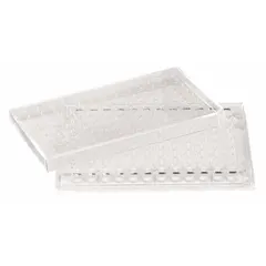 This 96-well plate is made of colorless polystyrene with a well volume of 0.2 mL. It is certified RNase/DNase free, suitable for cell culture, assays, and sample storage in life science laboratories.