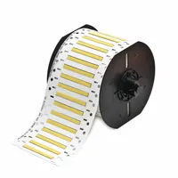 Polyolefin sleeve label roll in yellow matte finish. Precut sleeves measure 3/32 in x 2 in, designed for wire gauges 20 AWG to 28 AWG. Compatible with i3300 printer series. Used for permanent wire and cable identification in electrical panels, control cabinets, and terminal blocks