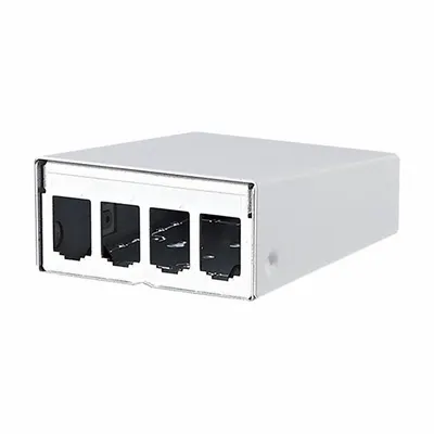 METZ CONNECT RJ45 Housing, Surface Mount, Steel, 4-Port, Unequipped, White - Voice & Data Housings, Panels & Connector Components
