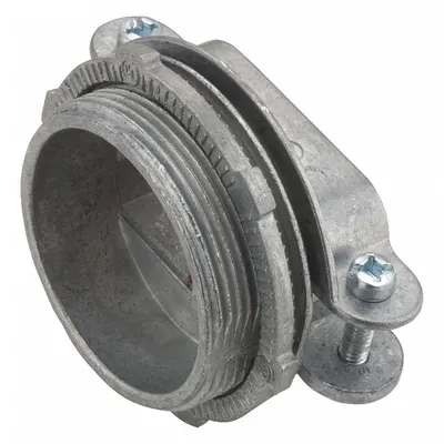 RACO Threaded Metal Connector: Die Cast Zinc, 1 1/2 in Trade Size, Clamp Style - Threaded Metal Connectors