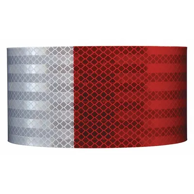 3M Reflective Gate Arm Tape: Marking, Red/White, 4 in Wd, 50 yd Lg - Vehicle Reflective Tapes