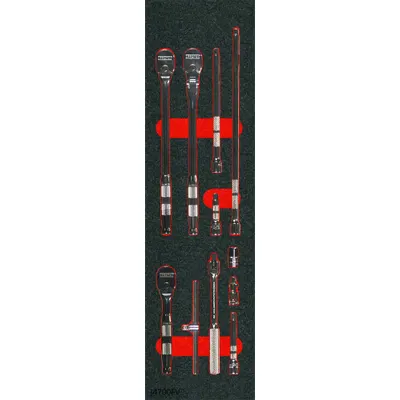 PROTO Hand Ratchet Set: Pear, Reversible, 5 in_9 in Overall Lg, 4° Min Arc Swing - Flex-Head Ratchet Sets