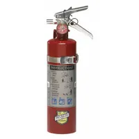 This BUCKEYE fire extinguisher is a Class ABC unit with a 2.5 lb capacity, rated 1A:10B:C, and charged with monoammonium phosphate. It is suitable for use on ordinary combustibles, flammable liquids, and electrical fires in industrial, commercial, and facility maintenance settings