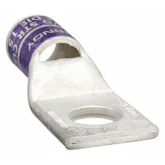 Standard copper one-hole compression lug for terminating 4/0 AWG stranded copper wire. Features a 3/8 in stud size. Used in power distribution, panel building, and heavy equipment wiring for reliable, low-resistance terminations.