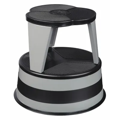 CRAMER Round Rolling Step Stool, 2-Step, Steel, Gray, 350 lb Capacity - Round Rolling Step Stools