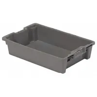 ORBIS Stacking and Nesting Tote: 6 gal, 23 5/8 in x 15 3/4 in x 5 1/4 in, Gray, Lid Not Included (MPN GS6040-13 Grey)