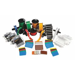 This kit includes a 4 in x 100 ft yellow continuous label roll, three black ribbon cartridges, and a pack of valve tags. Compatible with BBP35 and BBP31 printers, it is used for creating pipe markers and labels in industrial facilities.