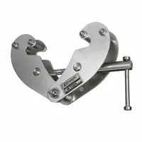 Beam lifting clamp constructed from 304 stainless steel for corrosion resistance. Features a bottom-center beam mount location and a 9 in maximum jaw opening. Used for lifting and positioning steel beams in construction, rigging, and industrial maintenance applications