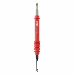 This dual-end pick features a metal hook tip on one end and a hook on the other, with a knurled steel shaft for improved grip. The plastic handle provides a comfortable hold. It is used for general-purpose picking and hooking tasks in maintenance, electrical, and mechanical applications.