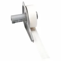 White vinyl continuous label roll measuring 15/64 in x 30 ft with removable and repositionable adhesive. Designed for on-demand printing with M710 series printers. Suitable for temporary marking, cable identification, and asset tagging in industrial and facility settings.