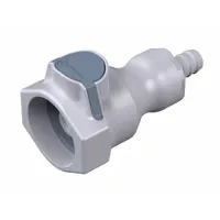 Quick Connection Coupling: Straight, 3/8 in ID Size, Quick-Disconnect Coupler x Barbed, Gray (MPN 98500)
