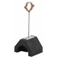This support block features a zinc-plated steel support with a split-ring clamp and a rubber base measuring 4.8 in L x 6 in W. It is used to secure and support copper tubing in piping systems, providing vibration dampening and electrical grounding