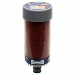 This extreme-humidity desiccant breather removes moisture and particles from industrial equipment reservoirs. It features a 1" NPT male thread, 3-micron filtration, and 4 1/8" diameter. Suitable for BSPP/BSPT/NPT ports, it helps protect hydraulic and lubrication systems in high-humidity environments.