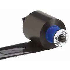 Black resin ribbon for IP Series printers, including models i5100 and 149453. Scratch-resistant and RoHS compliant to 2015/863. Used for industrial labeling applications requiring durable prints.