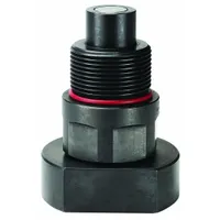 Steel-bodied quick-connect coupling plug with 9/16"-18 thread and polyurethane seal. Rated for maximum flow rate of 1.89 lpm. Used in hydraulic systems for rapid connection and disconnection of fluid lines in industrial machinery and mobile equipment
