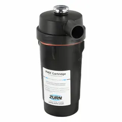 Plastic dilution tank designed for neutralizing acidic condensate from high-efficiency boilers and furnaces before discharge into plumbing systems. Includes a removable upper neutralization chamber. Overall dimensions: 6 1/4 in diameter, 6 1/4 in width, 14 1/4 in length.