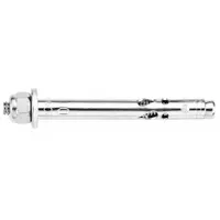Steel sleeve anchor with hex head and cap nut, 1/4 in diameter, #10-24 thread size. Used for light- to medium-duty fastening of fixtures, brackets, and equipment to concrete, brick, or block. Supplied in a 100-pack