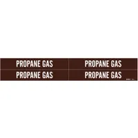 Pipe Marker: Propane Gas, Brown, White, Fits 3/4 to 2 3/8 in Pipe O.D., 4 Pipe Markers (MPN 7400-4)