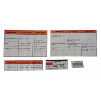 DAYTON Label Kit: For 5PKH3, Fits Dayton Brand - GGS Material Handling Parts