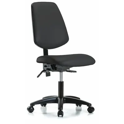 OEM Vinyl Lab Chair, Armless, Nylon Base, Black, 19-24 in Height - Vinyl Lab Chairs