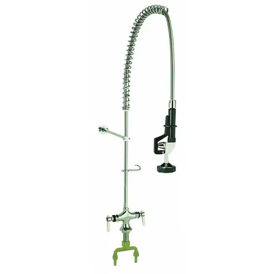 ENCORE Pre Rinse Faucet: KL50, Deck, Single-Post, 1 Mounting Holes, Brass, Chrome - Pre-Rinse Faucets with Spray Spring Hose