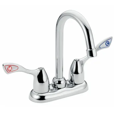 MOEN Gooseneck Bar Faucet: M-Bition, Centerset, Deck, Cast Metal, 1.2 gpm Flow Rate - Centerset Bar Sink Faucets