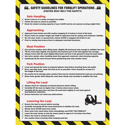 ACCUFORM Safety Guidelines For Forklift Operations Poster - Safety Guidelines For Forklift Operations Posters