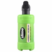 Liquid tire sealant refill in a 14 fl oz bottle, green color. Designed for car and trailer tires. Used to seal punctures and prevent air loss in tubeless tires