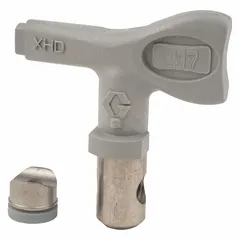 Airless spray gun tip with 0.017 in orifice size, gray finish. Designed for use with XTR series spray guns and compatible with model XHD001. Suitable for applying paints and coatings in industrial and commercial painting operations.
