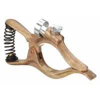 This spring-loaded ground clamp is rated for 300 A and accepts cable sizes from 2 AWG to 1/0 AWG. Constructed from brass for corrosion resistance and conductivity, it provides a secure temporary grounding connection for welding and industrial electrical applications