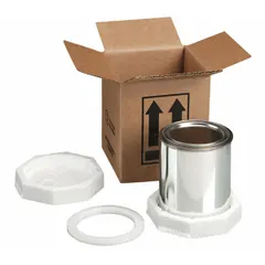 This UN/USA D.O.T. approved container is designed to safely ship one 1-quart paint can. It is rated 4G/Y1.8/S and measures 10 3/4 in x 5 3/8 in x 6 3/8 in. The brown kit is suitable for transporting hazardous materials in compliance with regulations.