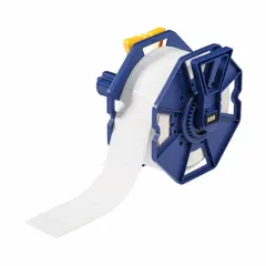 Cryogenic polyester label roll with matte finish. Each label measures 1 in height by 1 29/32 in width on a 1 in roll length. Compatible with J7300 printer series. Used for durable identification in extreme cold environments such as liquid nitrogen storage and cryogenic tanks.