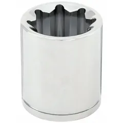 This 1/2" drive flex socket features a 13/16 in 8-point configuration and a chrome finish. Its pivoting head allows access to fasteners in confined or offset positions where a standard socket cannot be used. Suitable for turning square-head fasteners in automotive, machinery, and industrial settings.