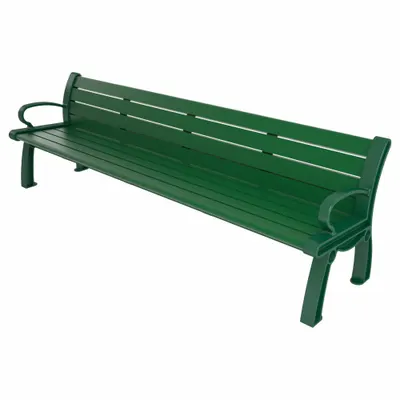 ULTRASITE Heritage Outdoor Bench, 96 in L, 30 in H, Green Frame and Seat - Vandal Resistant Resinwood Benches