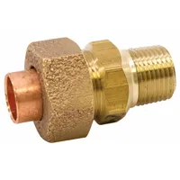 Cast bronze tube fitting with cup (solder) end and male NPT threaded end. Used to connect copper tubing to threaded pipe in plumbing and heating systems. Suitable for water and steam applications
