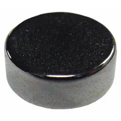 Neodymium disc magnet, type 35, with 21/64 in outside diameter and 0.12 in thickness. Max pull force of 1.5 lbf. Used for holding, positioning, and retrieving ferrous parts in industrial maintenance, assembly, and material handling applications.