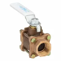 This APOLLO bronze ball valve features a straight, full-port design for minimal pressure drop and maximum flow. With 1-inch FNPT x FNPT connections and a lever handle, it is suited for on/off flow control in water, oil, and gas systems