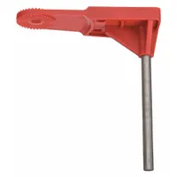 This universal valve lockout arm is designed for use with valves having a maximum handle width of 1 inch. The vertical arm is constructed of nylon. It is used to secure valves in the closed or open position during maintenance, supporting lockout/tagout procedures