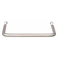 Fixed, non-recessed pull handle made of stainless steel with a dull silver finish. Features threaded holes for #10-32 screws and a grip thickness of 0.31 in. Suitable for use on cabinets, enclosures, and machinery doors where a durable, flush-mounted handle is required