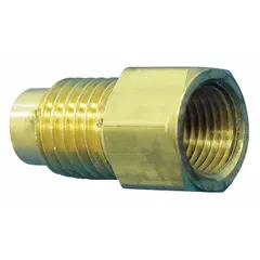 Straight threaded bubble flare tube fitting for connecting 3/16 in pipe to 3/16 in OD tubing. Made of brass, meets DOT/SAE standards, with M11-1.5 thread size A. Suitable for hydraulic and pneumatic systems requiring leak-resistant connections.
