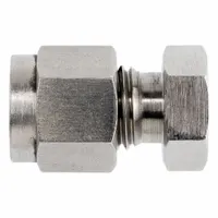 This compression fitting cap is designed to seal the end of 3/8 in OD tubing in fluid systems. Made from stainless steel, it provides corrosion resistance in industrial applications. Part of the NS2408 series, it is a clean and bagged single-ferrule fitting